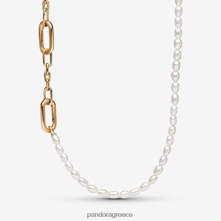 επίχρυσο αξεσουάρ Pandora κολιέ με μαργαριτάρι με λεπτή επεξεργασία γλυκού νερού 4JZJZH741
