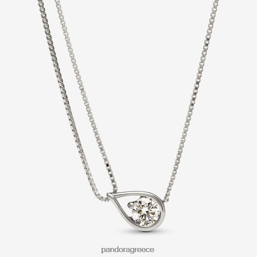 λευκός χρυσός αξεσουάρ Pandora δημιούργησε κολιέ κολιέ διπλής αλυσίδας με διαμάντια 0,75 ct tw 4JZJZH739