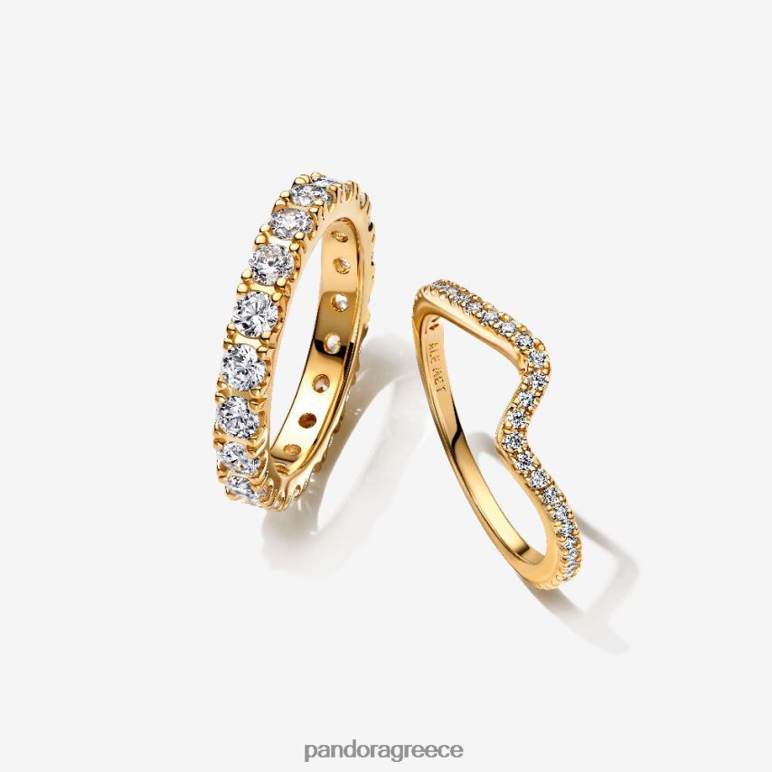 τυπικό χρώμα αξεσουάρ Pandora Σετ αφρώδη αιωνιότητα και κύμα δαχτυλίδι 4JZJZH572