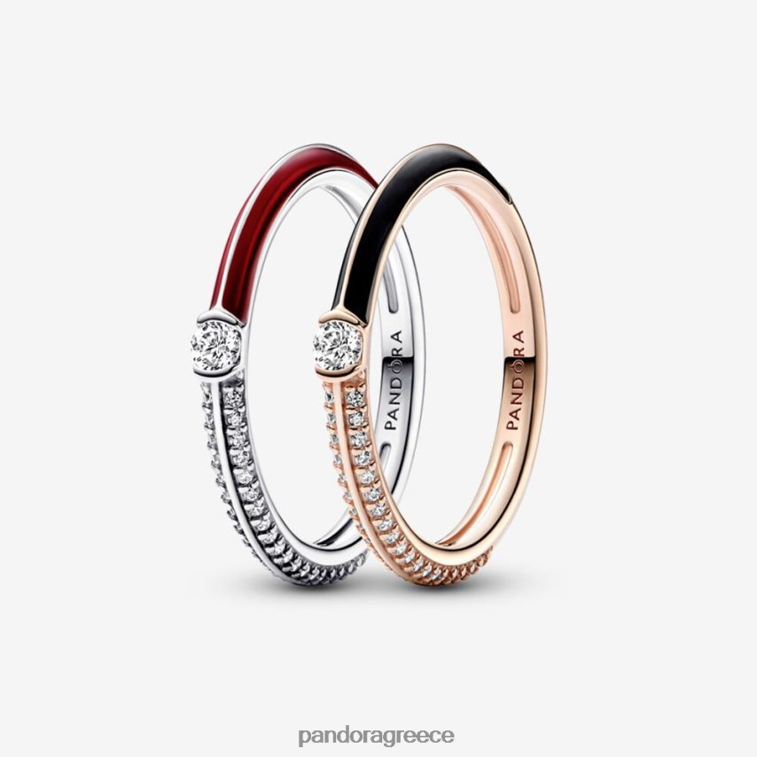 τυπικό χρώμα/μαύρο/κόκκινο αξεσουάρ Pandora με πλακόστρωτο και δαχτυλίδι σετ 4JZJZH617