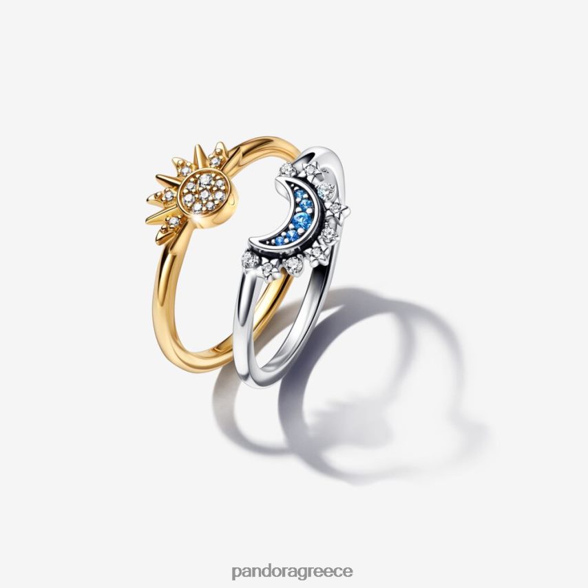 τυπικό χρώμα αξεσουάρ Pandora ουράνιο δαχτυλίδι ήλιου και σελήνης 4JZJZH694