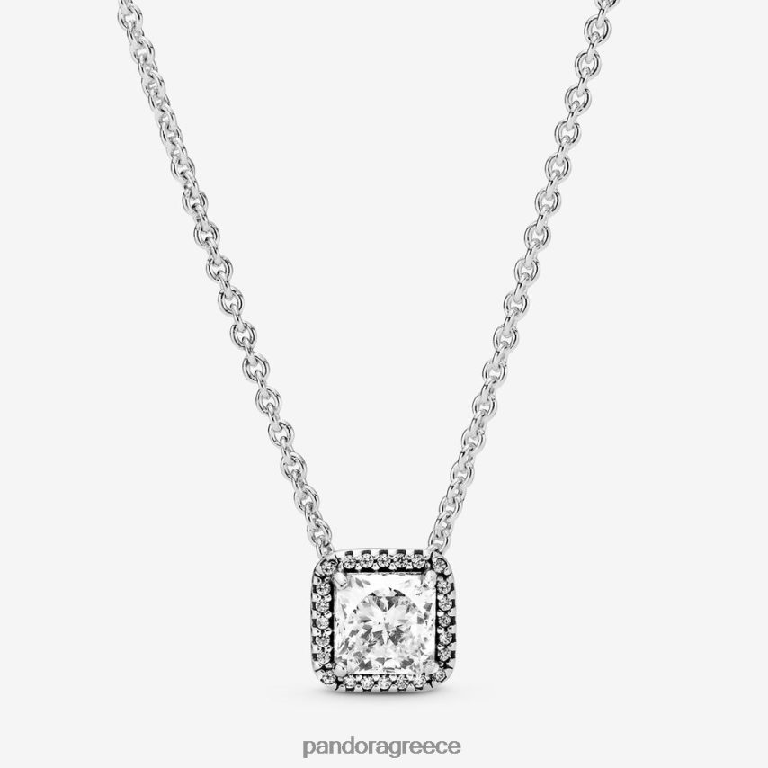 ασήμι στερλίνα αξεσουάρ Pandora τετράγωνο λαμπερό κολιέ φωτοστέφανο 4JZJZH715