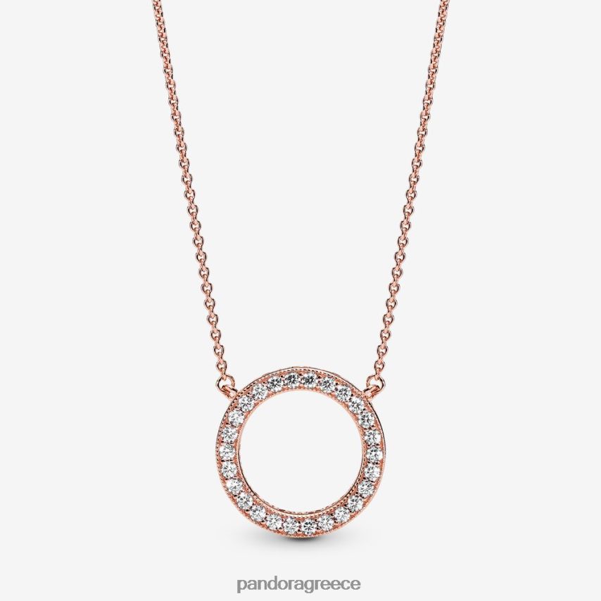 ροζ επιχρυσωμένο αξεσουάρ Pandora κύκλος κολιέ με λάμψη 4JZJZH742