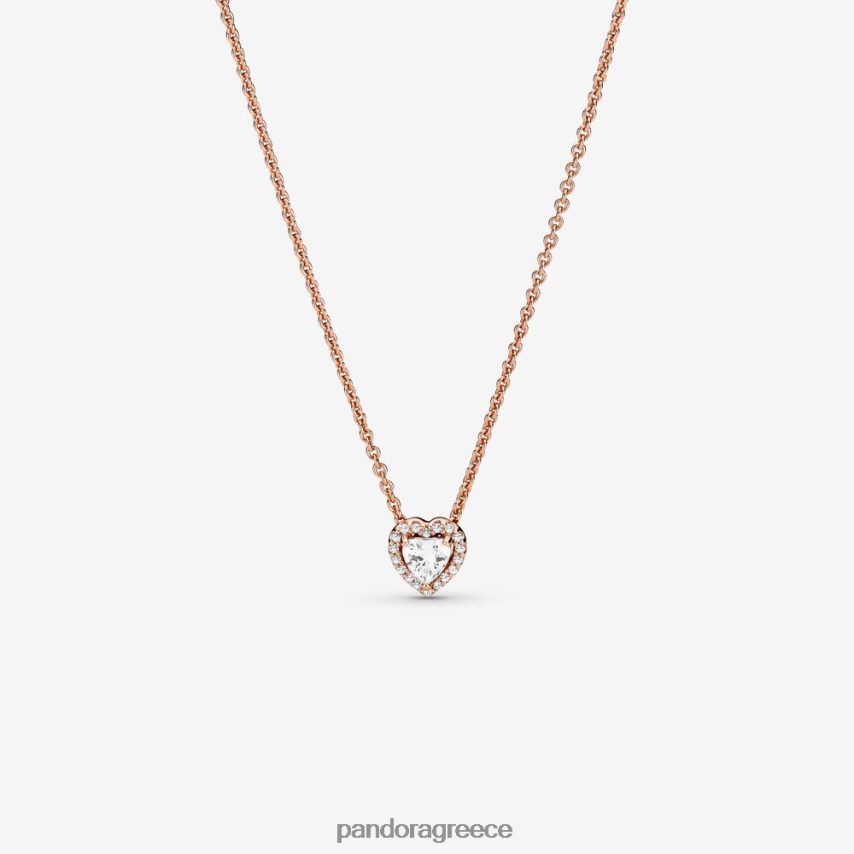 ροζ επιχρυσωμένο αξεσουάρ Pandora αστραφτερό κολιέ καρδιά κολιέ 4JZJZH753