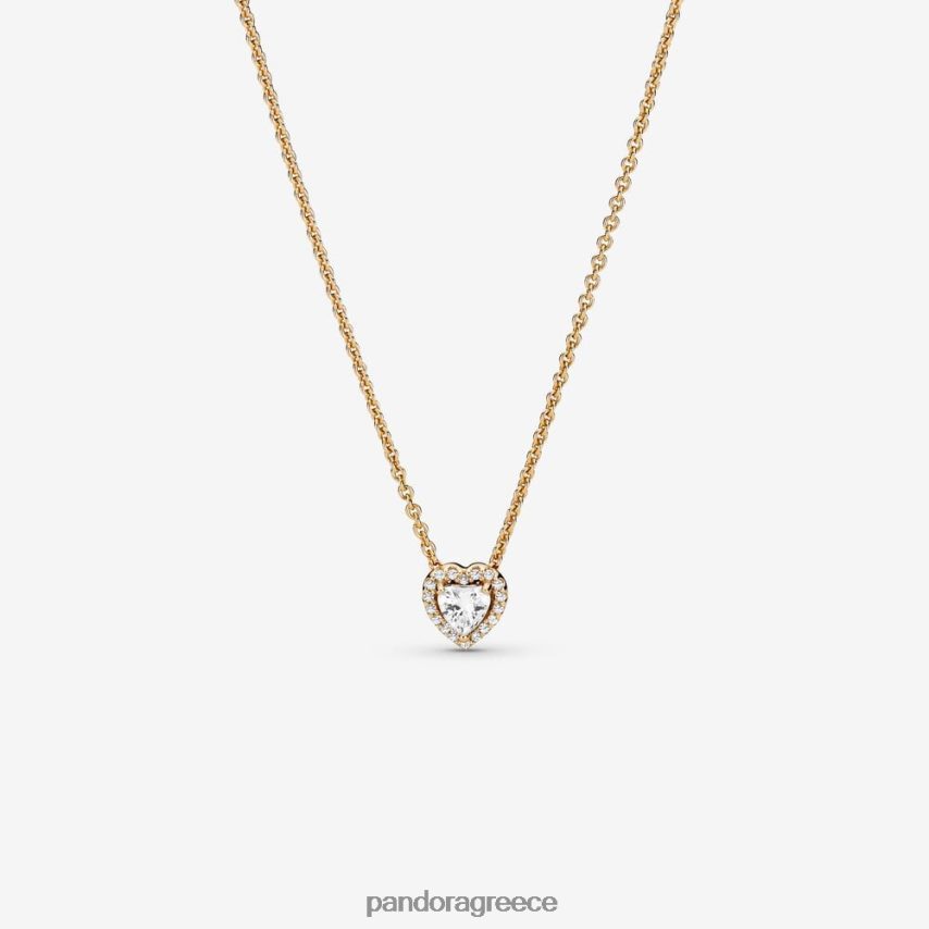 χρυσός αξεσουάρ Pandora κολιέ υπερυψωμένο καρδιά 4JZJZH754
