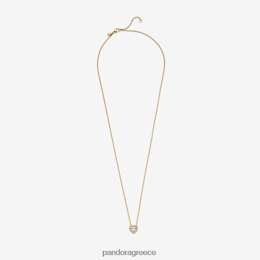 χρυσός αξεσουάρ Pandora κολιέ υπερυψωμένο καρδιά 4JZJZH754