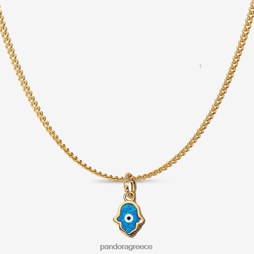 τυπικό χρώμα/μπλε αξεσουάρ Pandora Σετ μενταγιόν κολιέ ιριδίζον Χάμσα γούρι 4JZJZH760