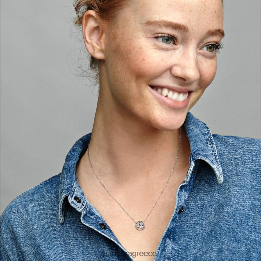 ασήμι στερλίνα αξεσουάρ Pandora αστραφτερό κολιέ οικογενειακό δέντρο 4JZJZH790