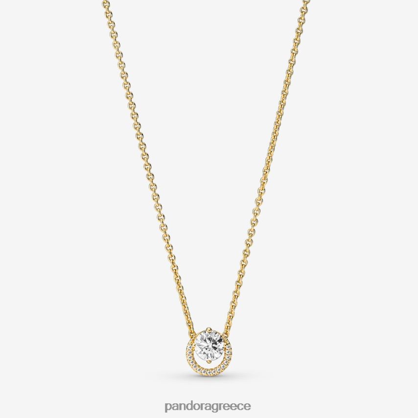 επίχρυσο αξεσουάρ Pandora αστραφτερό στρογγυλό κολιέ κολιέ κρεμαστό φωτοστέφανο 4JZJZH792