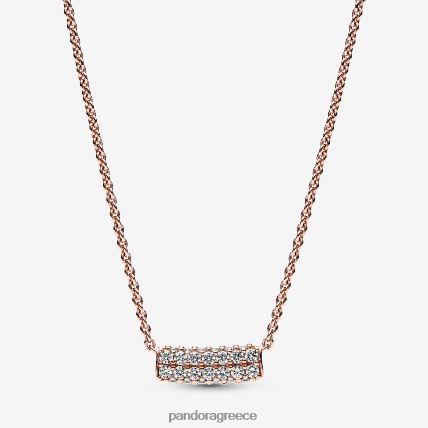 ροζ επιχρυσωμένο αξεσουάρ Pandora Διαχρονικό κολιέ κολιέ διπλής σειράς πλακόστρωτο 4JZJZH798