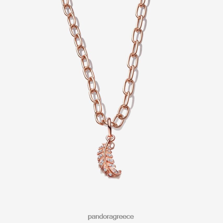 τυπικό χρώμα αξεσουάρ Pandora Σετ κολιέ αλυσίδα με κυρτό πουπουλένιο σύνδεσμο 4JZJZH799