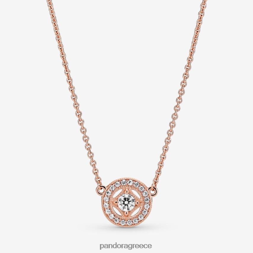ροζ επιχρυσωμένο αξεσουάρ Pandora vintage κύκλο κολιέ κολιέ 4JZJZH724