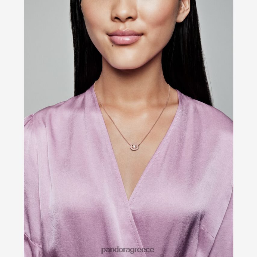 ροζ επιχρυσωμένο αξεσουάρ Pandora vintage κύκλο κολιέ κολιέ 4JZJZH724