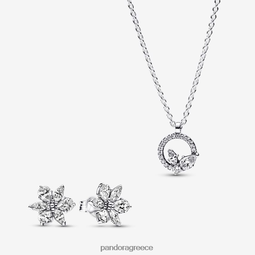 τυπικό χρώμα αξεσουάρ Pandora Σετ κολιέ και σκουλαρίκια αστραφτερός κύκλος ερμπάριου & cluster 4JZJZH777