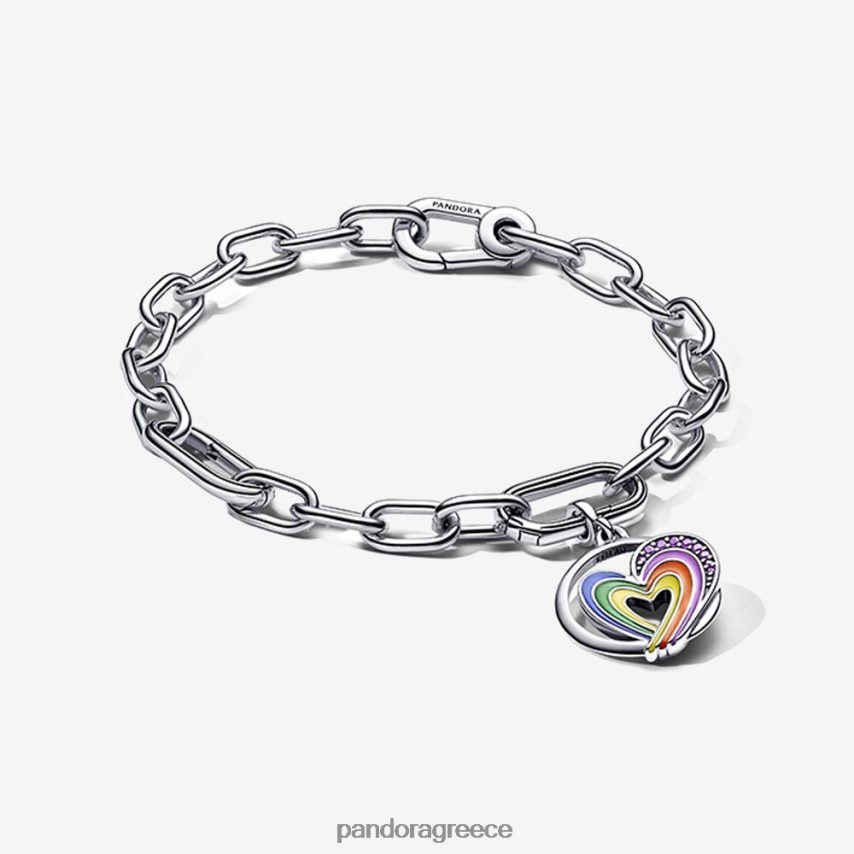 τυπικό χρώμα αξεσουάρ Pandora Σετ βραχιόλι με καρδιά ουράνιο τόξο 4JZJZH471