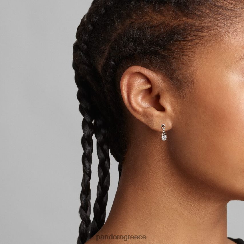 ασήμι στερλίνα αξεσουάρ Pandora Σκουλαρίκια με σταγόνες με διαμάντια 0,30 ct tw, δημιουργημένα από το εργαστήριο brilliance 4JZJZH826