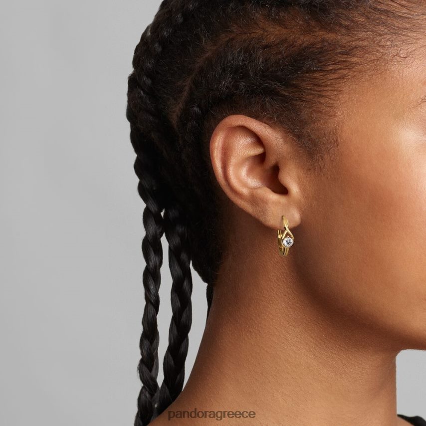 χρυσός αξεσουάρ Pandora Σκουλαρίκια κρίκου με διαμάντια 0,50 ct tw, δημιουργημένα στο εργαστήριο brilliance 4JZJZH859