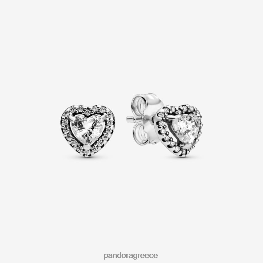 ασήμι στερλίνα αξεσουάρ Pandora υπερυψωμένα καρφωτά σκουλαρίκια καρδιά 4JZJZH870