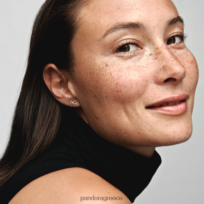 ροζ επιχρυσωμένο αξεσουάρ Pandora αστραφτερά άπειρα καρφωτά σκουλαρίκια 4JZJZH876