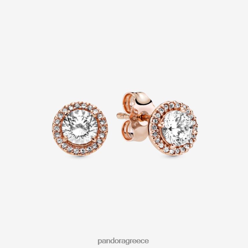 ροζ επιχρυσωμένο αξεσουάρ Pandora στρογγυλά σκουλαρίκια με λάμψη φωτοστέφανου 4JZJZH879