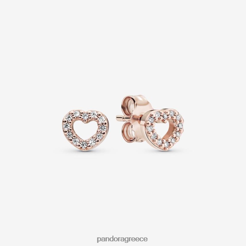 ροζ επιχρυσωμένο αξεσουάρ Pandora σκουλαρίκια με ανοιχτή καρδιά 4JZJZH883