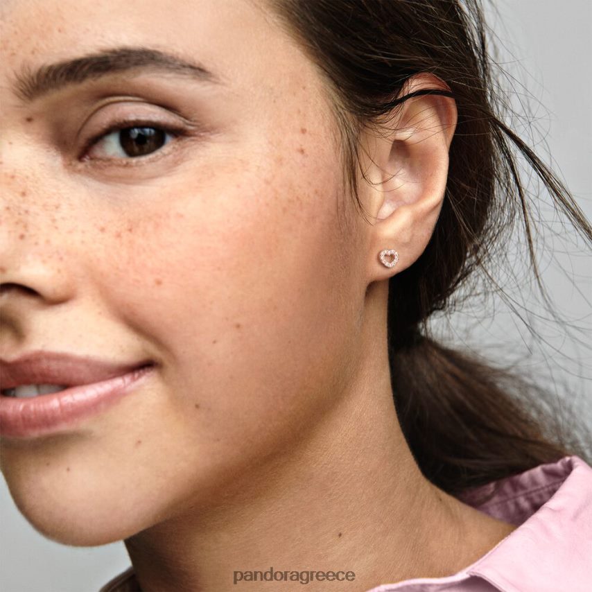 ροζ επιχρυσωμένο αξεσουάρ Pandora σκουλαρίκια με ανοιχτή καρδιά 4JZJZH883