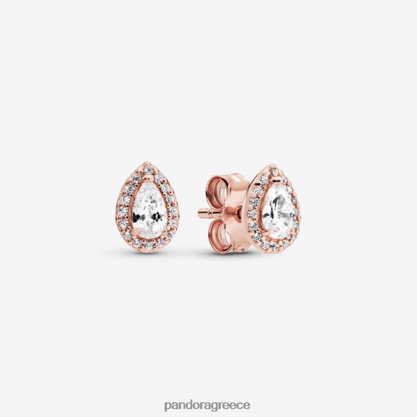 ροζ επιχρυσωμένο αξεσουάρ Pandora σκουλαρίκια δάκρυ φωτοστέφανο 4JZJZH885