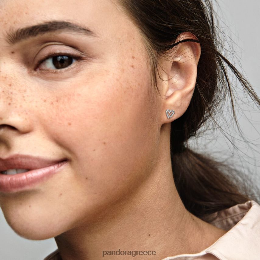 ασήμι στερλίνα αξεσουάρ Pandora αστραφτερά ελεύθερα καρφωτά σκουλαρίκια καρδιά 4JZJZH895