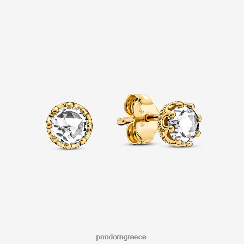 επίχρυσο αξεσουάρ Pandora διαφανή αφρώδη σκουλαρίκια κορώνα 4JZJZH899