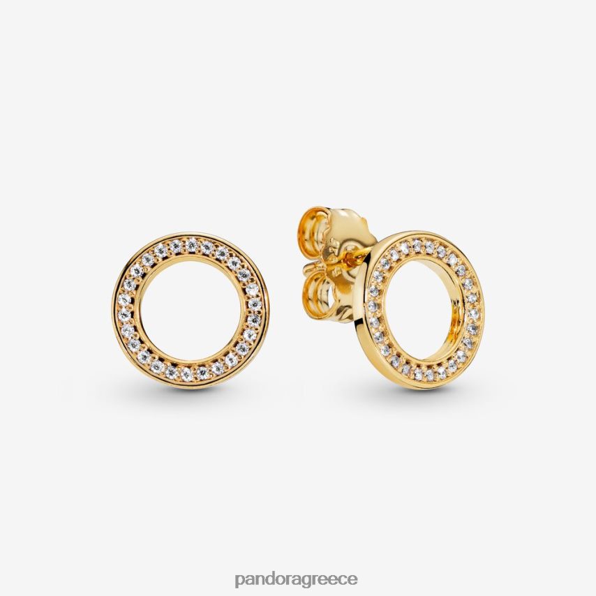 επίχρυσο αξεσουάρ Pandora αστραφτερά κυκλικά καρφωτά σκουλαρίκια 4JZJZH910