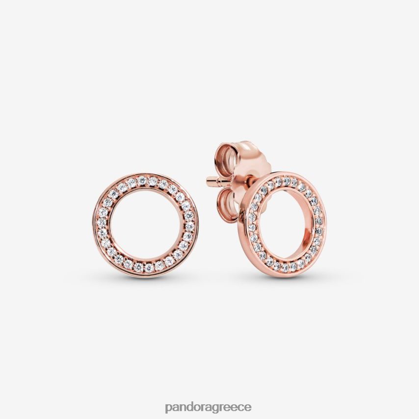 ροζ επιχρυσωμένο αξεσουάρ Pandora αστραφτερά κυκλικά καρφωτά σκουλαρίκια 4JZJZH912
