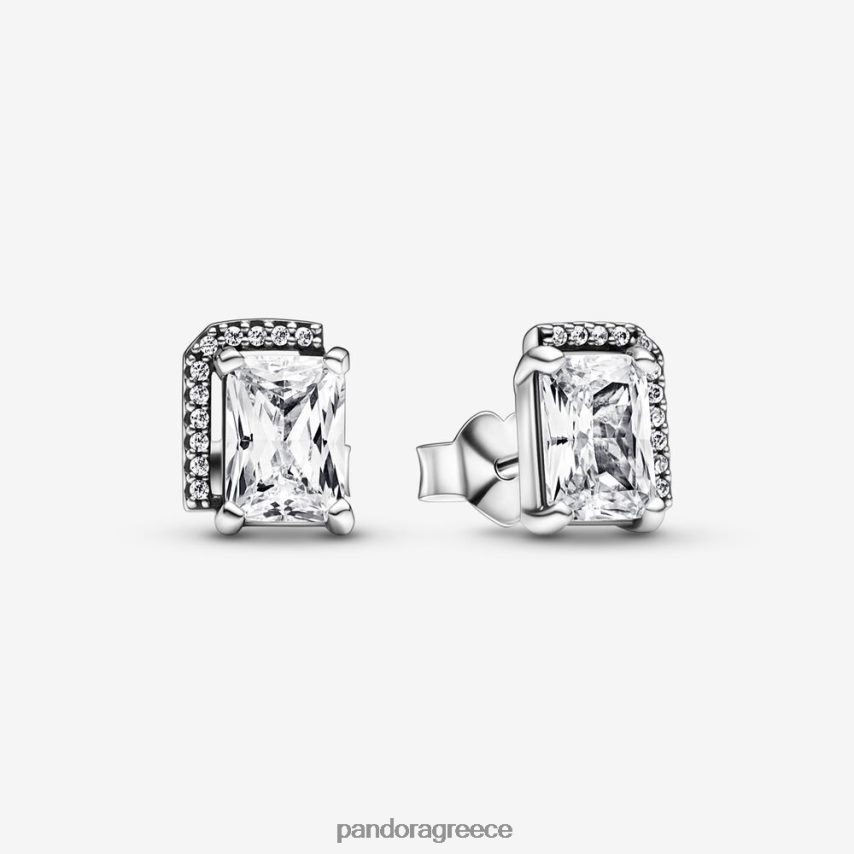 ασήμι στερλίνα αξεσουάρ Pandora ορθογώνια αστραφτερά σκουλαρίκια φωτοστέφανο 4JZJZH921