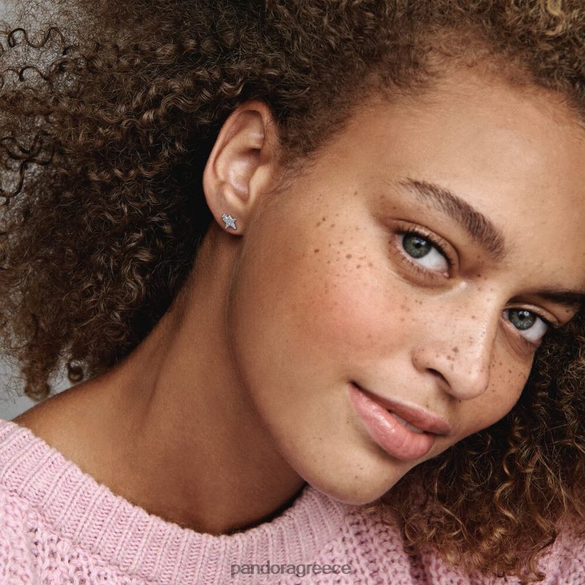 ασήμι στερλίνα αξεσουάρ Pandora αστραφτερά σκουλαρίκια ασύμμετρα αστέρια 4JZJZH924