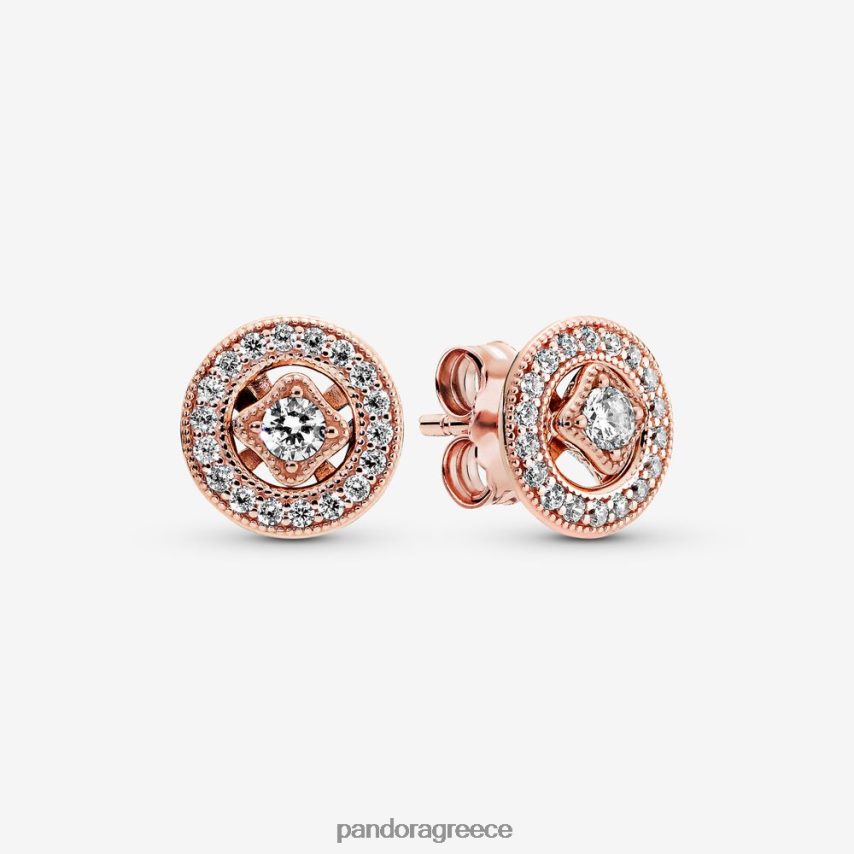 ροζ επιχρυσωμένο αξεσουάρ Pandora vintage κυκλικά καρφωτά σκουλαρίκια 4JZJZH945