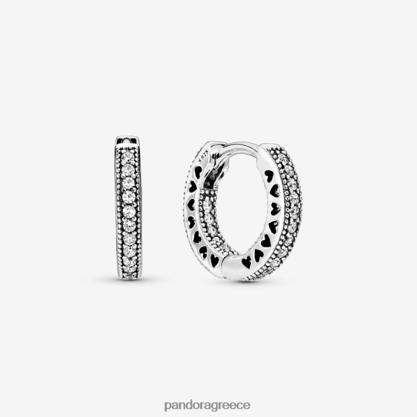 ασήμι στερλίνα αξεσουάρ Pandora σκουλαρίκια στεφάνι καρδιά 4JZJZH829