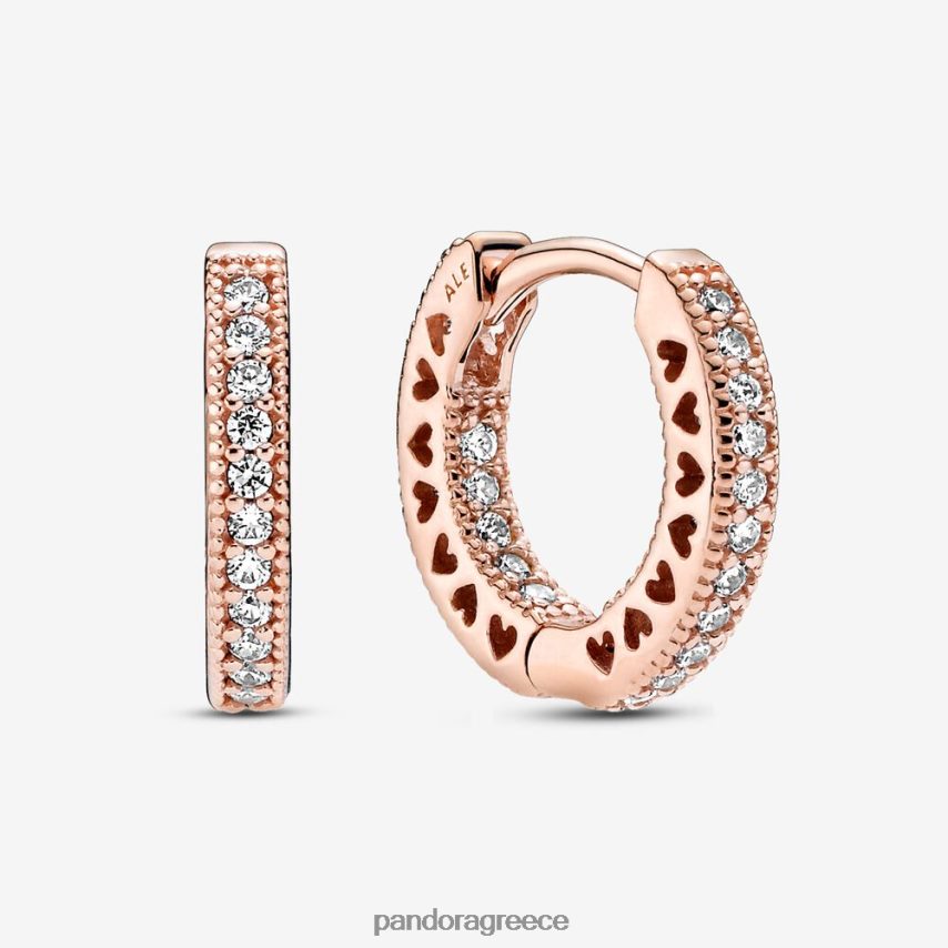 ροζ επιχρυσωμένο αξεσουάρ Pandora σκουλαρίκια στεφάνι καρδιά 4JZJZH830