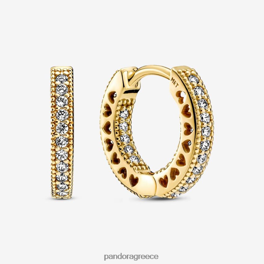 επίχρυσο αξεσουάρ Pandora σκουλαρίκια στεφάνι καρδιά 4JZJZH831