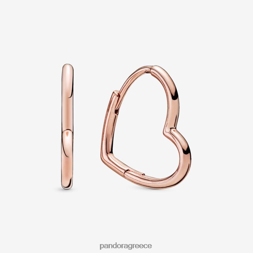 ροζ επιχρυσωμένο αξεσουάρ Pandora ασύμμετρα σκουλαρίκια κρίκοι καρδιά 4JZJZH833