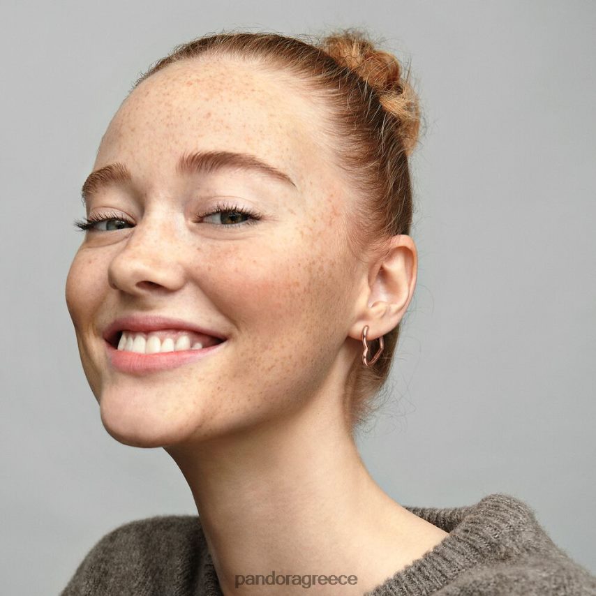 ροζ επιχρυσωμένο αξεσουάρ Pandora ασύμμετρα σκουλαρίκια κρίκοι καρδιά 4JZJZH833