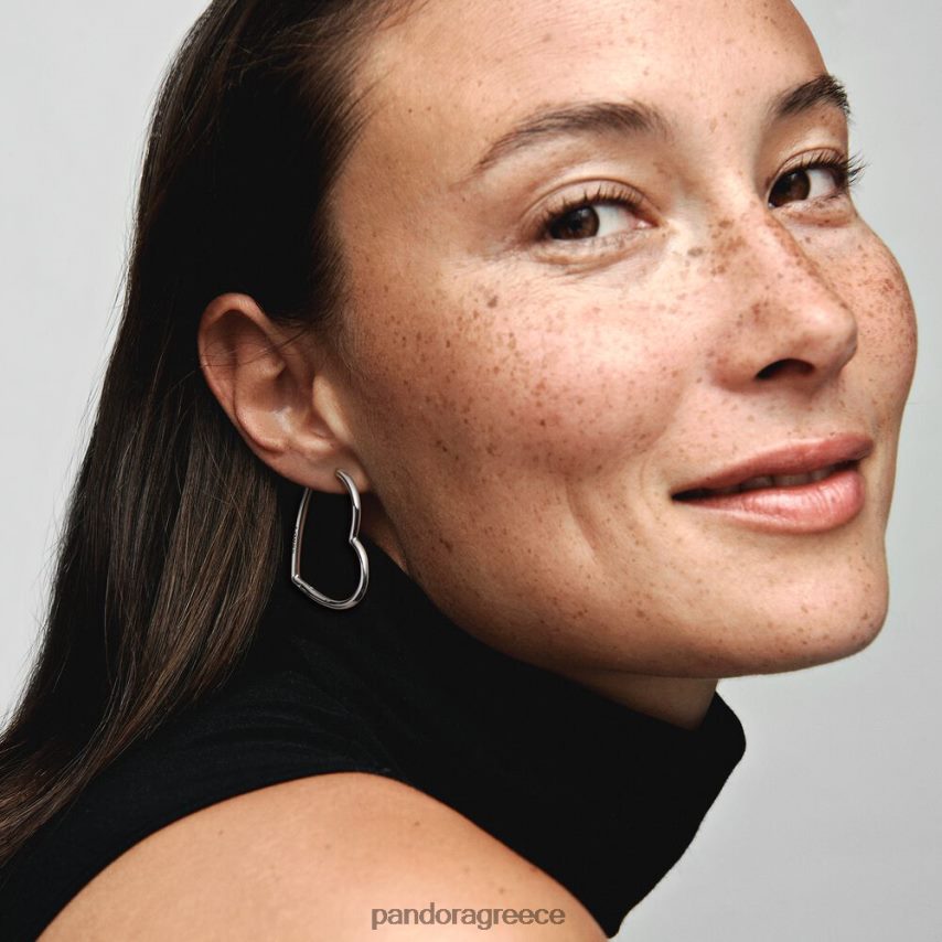 ασήμι στερλίνα αξεσουάρ Pandora ασύμμετρα σκουλαρίκια κρίκοι καρδιά 4JZJZH834