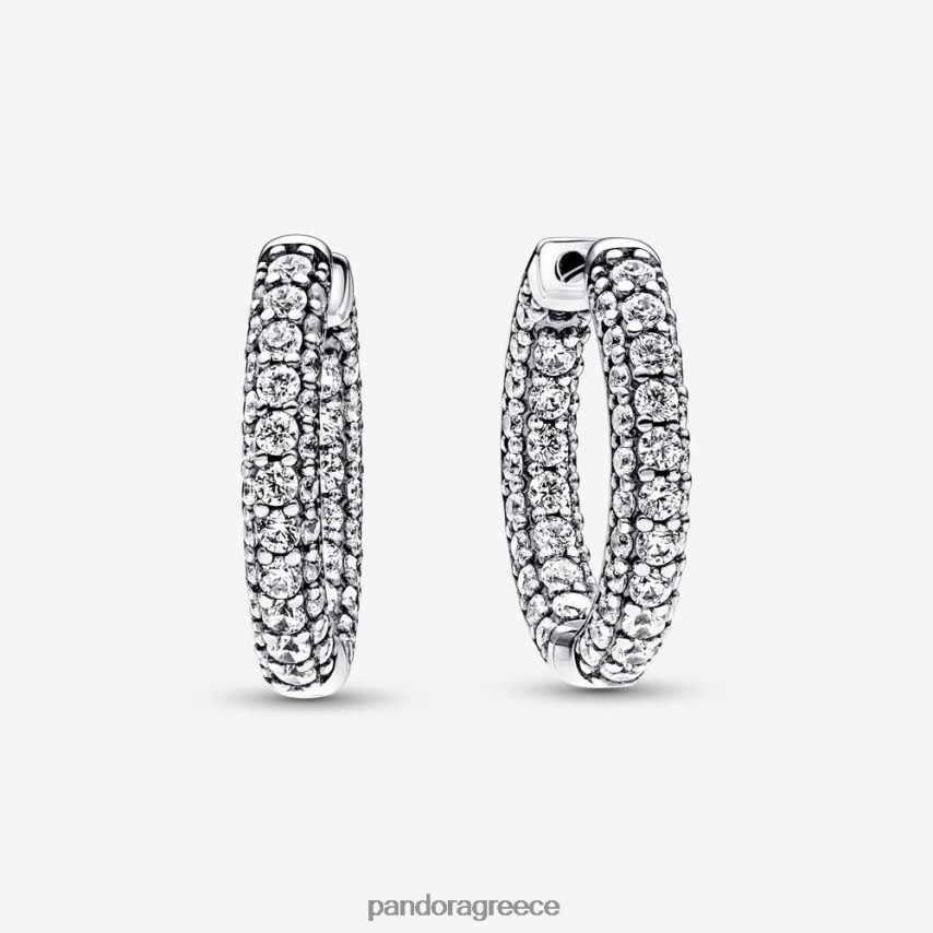 ασήμι στερλίνα αξεσουάρ Pandora διαχρονικά πλακόστρωτα σκουλαρίκια κρίκοι μονής σειράς 4JZJZH838