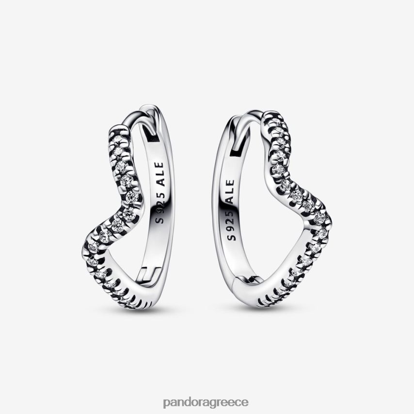 ασήμι στερλίνα αξεσουάρ Pandora αφρώδη κύμα κρίκοι σκουλαρίκια 4JZJZH846