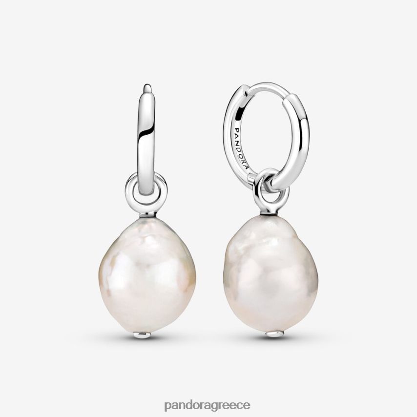 ασήμι στερλίνα αξεσουάρ Pandora σκουλαρίκια με μαργαριταρένια στεφάνι σε επεξεργασία γλυκού νερού 4JZJZH847