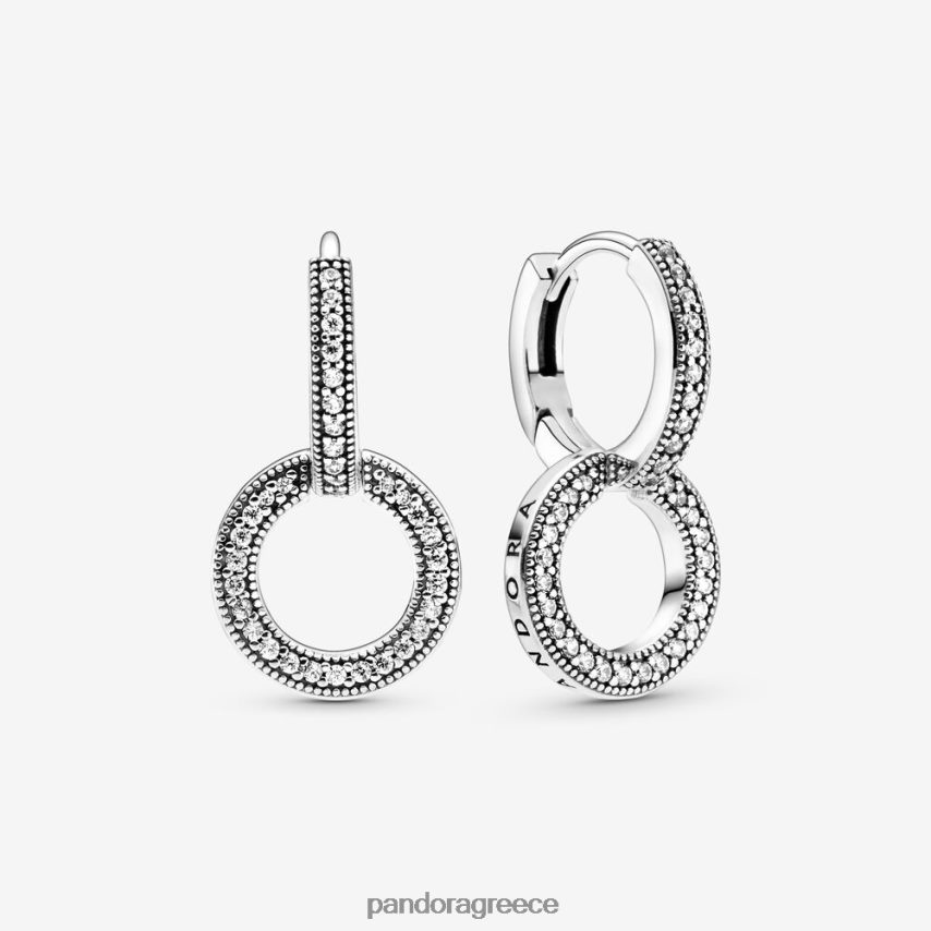 ασήμι στερλίνα αξεσουάρ Pandora αστραφτερά σκουλαρίκια με διπλό κρίκο 4JZJZH850