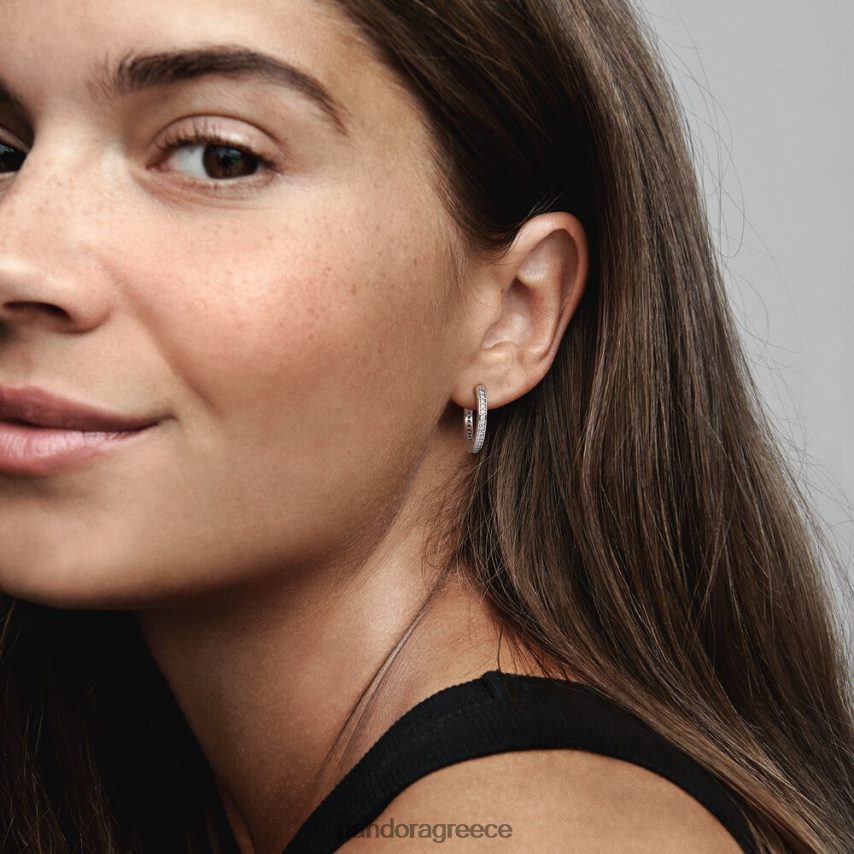 ασήμι στερλίνα αξεσουάρ Pandora λάμψη και λογότυπο κρίκοι σκουλαρίκια 4JZJZH854