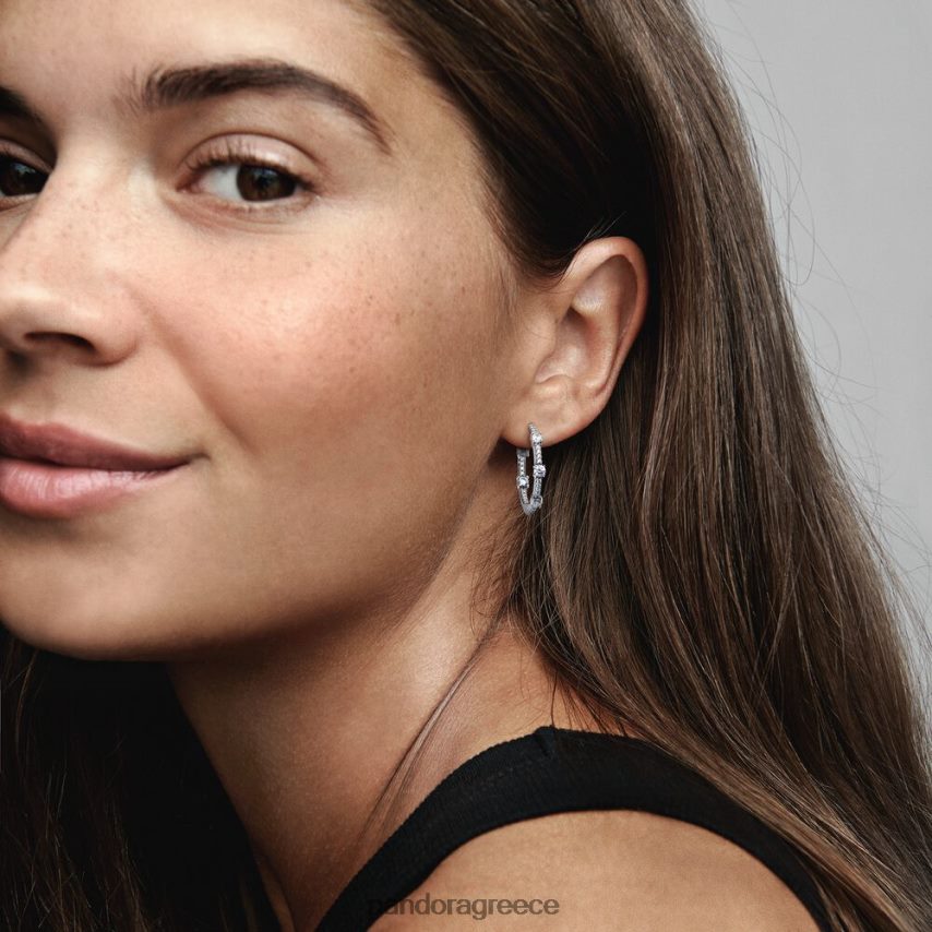 ασήμι στερλίνα αξεσουάρ Pandora αφρώδη πλακόστρωτα σκουλαρίκια κρίκοι 4JZJZH855