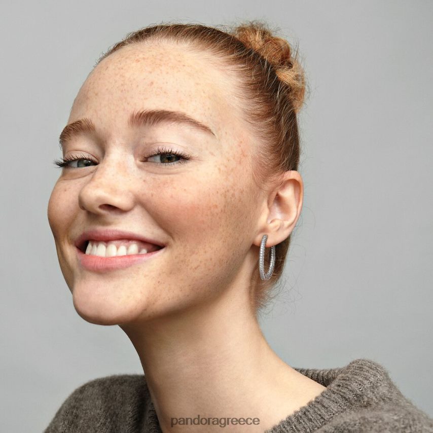 ασήμι στερλίνα αξεσουάρ Pandora λάμψη και καρδιές κρίκοι σκουλαρίκια 4JZJZH863