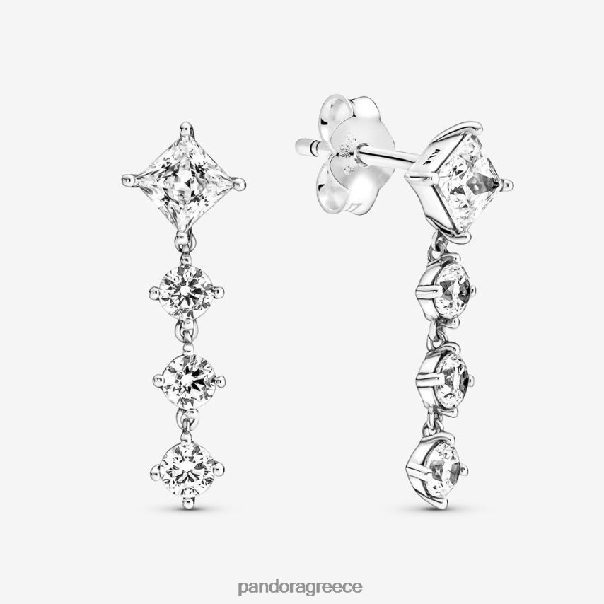 ασήμι στερλίνα αξεσουάρ Pandora αστραφτερά στρογγυλά και τετράγωνα σκουλαρίκια 4JZJZH825