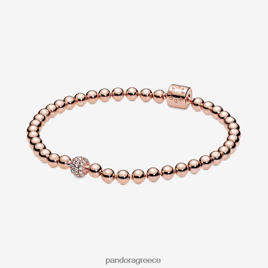 ροζ επιχρυσωμένο αξεσουάρ Pandora χάντρες & βραχιόλι πλακόστρωτο 4JZJZH448