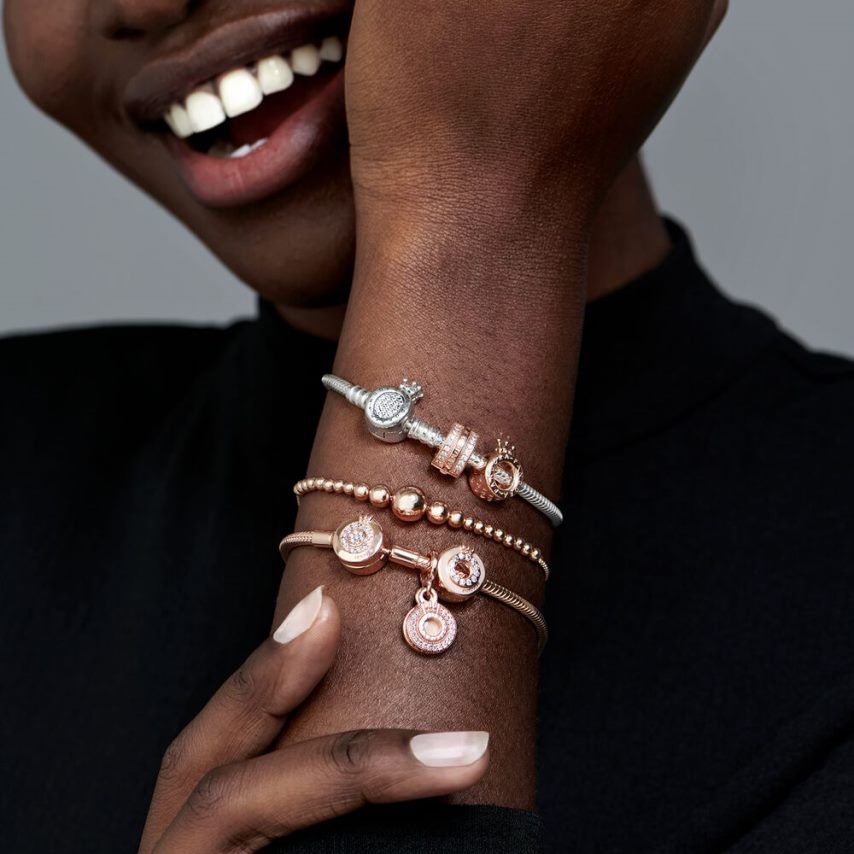 ροζ επιχρυσωμένο αξεσουάρ Pandora slider βραχιόλι σειρά από χάντρες 4JZJZH453